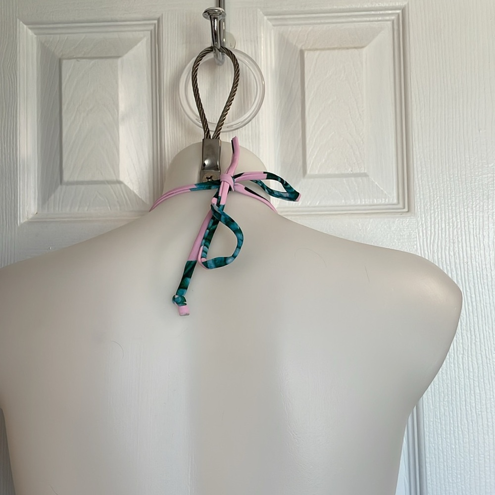 EKOUAER HIGH NECK HALTER TOP BIKINI SWIM SUIT PINK GREEN BLUE Sz Medium - Picture 8 of 9